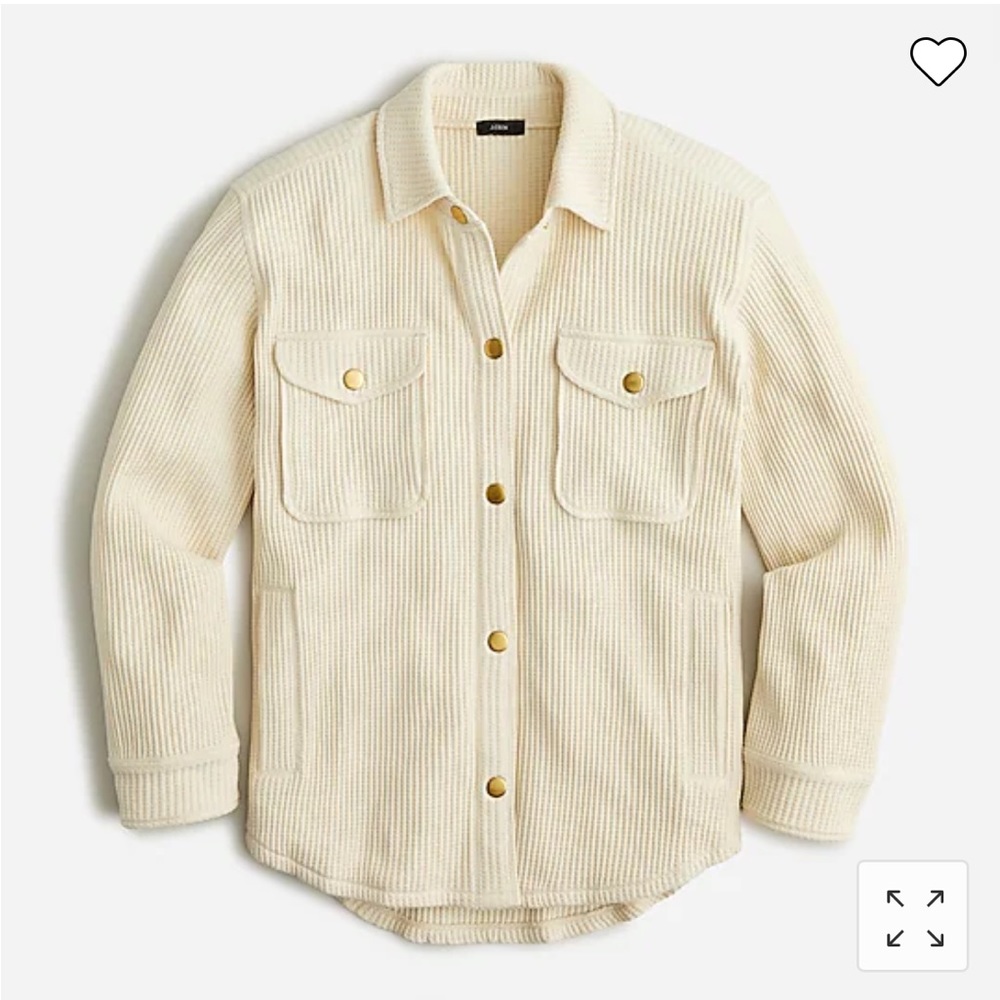 NWT J. Crew waffle knit shirt jacket cream linen color women’s size medium